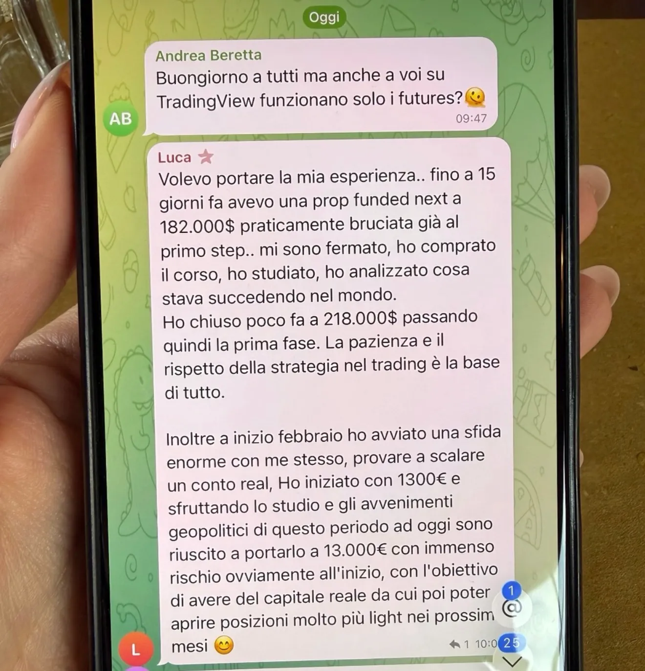 Messaggio di un membro della community Trinity Hub (10)