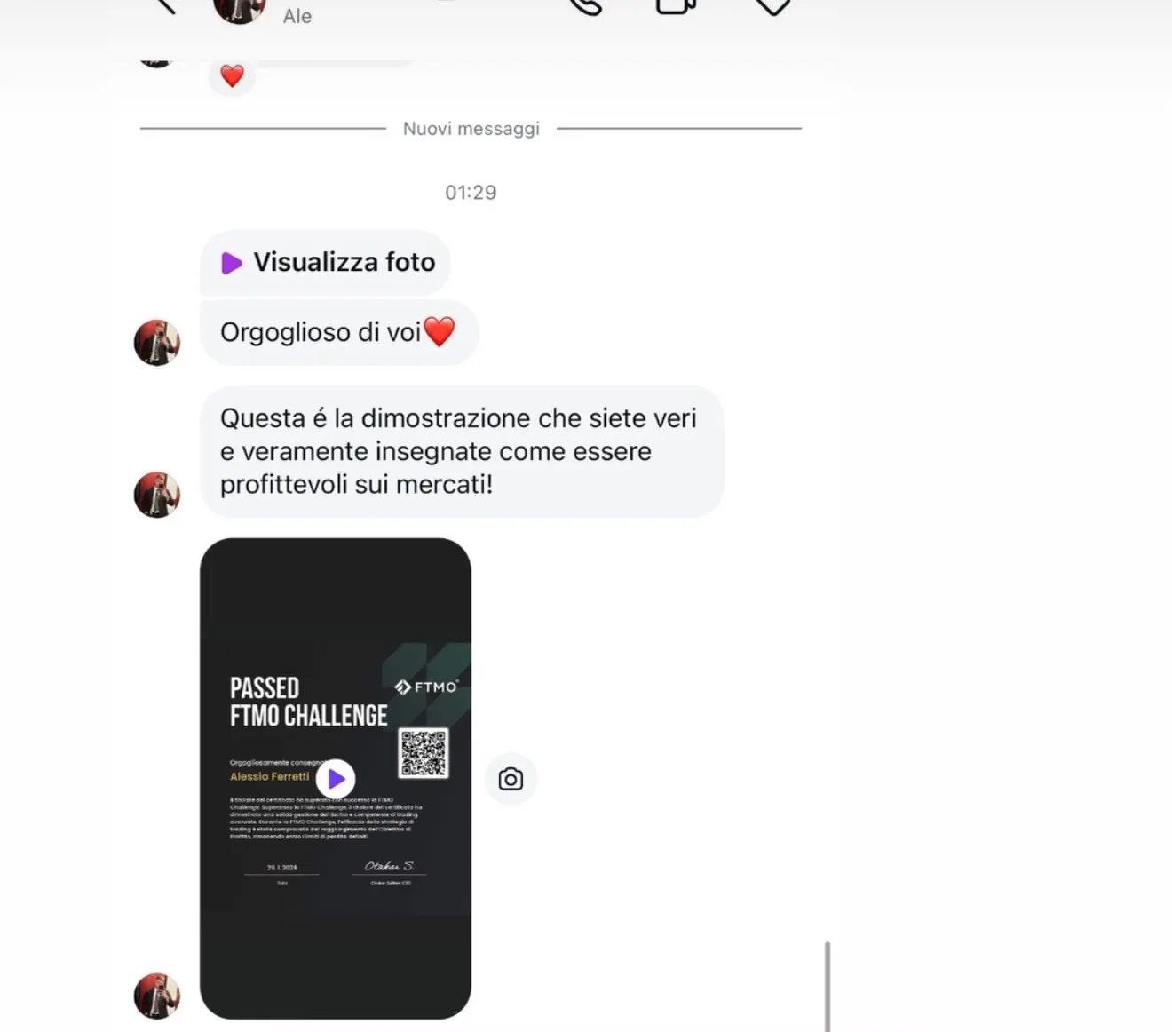 Messaggio di un membro della community Trinity Hub (7)